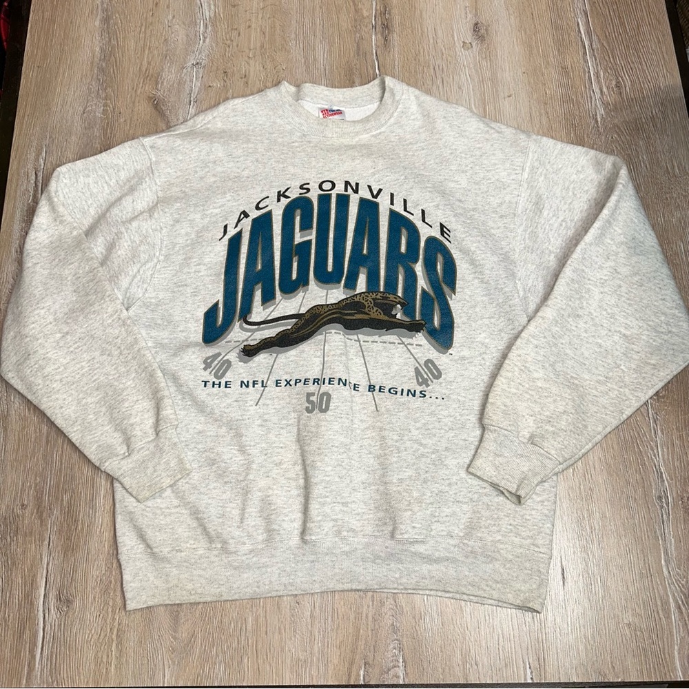 Vintage 90s Jacksonville Jaguars Sweatshirt XL Banned Logo Gray Crewneck NFL USA